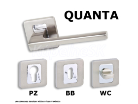 Domino QUANTA QR, Kľučka s Rozetou, WC zámok, M6/M9-chróm-nikel lakovaný,  akcia