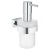 GROHE Essentials Cube 40756001 Dávkovač tekutého mydla s držiakom, chróm/sklo