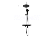 REA Vigo sprchový stĺp s poličkou a vaňovým výtokom sprchovo-vaň batéria, čierna mat P7001