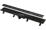ALCA Simple-Podlahový žľab s okrajom pre perforovaný rošt, čierna-mat APZ10BLACK-850M
