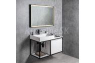 Sapho Kúpeľňový set SKARA 100 skrinka s umývadlom a batériu+zrkadlo čierna mat / biela mat