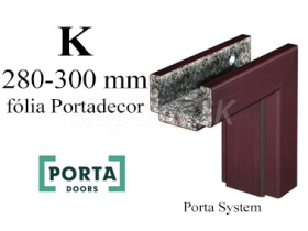 Porta SYSTEM obložková nastaviteľná zárubňa, fólia Portadecor, hrúbka steny K 280-300 mm