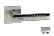 Domino Galaxy-QR, Kľučka s Rozetou, WC zámok, Komb.M6/M9/chróm lakovaný-nikel lakovaný