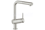 GROHE Minta Páková drezová batéria, obmedzovač prietoku,vyťahovací výtok, Supersteel32168D