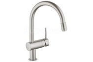 GROHE Minta Páková drezová batéria,obmedzovač prietoku,vyťahovaci výtok,Supersteel32918DC0