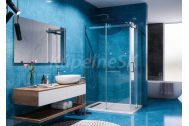 Aquatek TEKNO R14 Rohový sprchový kút 100x80x195cm, dvoje posuvné dvere, chróm, číre sklo