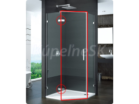 Ronal PUR PUR51G 1-krídlové dvere pre päťuhol. kút, Ľ ,ATYP š.45-100 v.200cm,Chróm/Číre