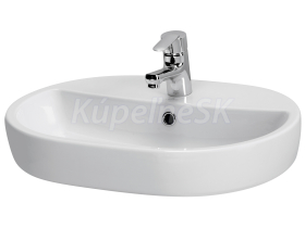Cersanit CASPIA OVAL 60 Umývadlo 59,5x42cm s prepadom, otvor pre bat, Biela K11-0099
