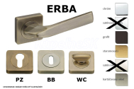 Kľučka ERBA s Rozetou + krátky štvorcový štít na BB zámok, výber zo 4 farieb
