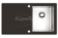 Alveus KARAT 10 sklenený drez v kombinácii s nerezom, vanička vpravo 86x54 - Black