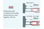 Ronal ACT2 Rozširovací profil
k rozšíreniu dverí o 40mm,ATYP v. do 2000mm, Matný Elox