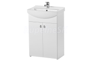 Cersanit BIANCO 55 skrinka+CERSANIA umývadlo+batéria+ventily +sif+silik, Biela lesk