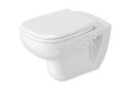 DURAVIT D-Code závesné WC Rimless s hlbokým splachovaním, 355 x 545 mm, biela a sedátko SC