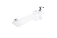 Nimco KEIRA IXI polička s frézov.otvormi 50cm+pohárik+dávkovač na mydlo chróm/matné sklo