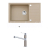 Alveus MERYLL 130 SET kuchynský granit. drez so sifón. 78x48 + batéria ZENIT - Beige/Chróm