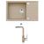 Alveus MERYLL 130 SET kuchynský granit. drez so sifón. 78x48 + batéria SIROS - Beige/Chróm