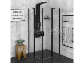 Polysan Zoom Line Black štvorcový sprchový kút 90x90cm roh.vstup skl.Číre Lietacie dv. L/P