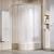 Ravak štvrťkruhový sprchový kút SKCP4-90 SABINA satin, Pearl + Cleaner