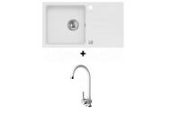 Alveus SET kuchynský granitový drez GALAPAGOS so sifónom 77x43 + batéria ARC110 White