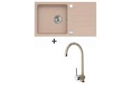 Alveus SET kuchynský granitový drez GALAPAGOS so sifónom 77x43 + batéria ARC110 Beige