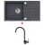 Alveus SET kuchynský drez GALAPAGOS so sifónom 77x43 + batéria ARC110 - farba Black