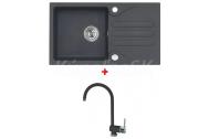Alveus SET kuchynský granitový drez GALAPAGOS so sifónom 77x43 + batéria ARC110 Black