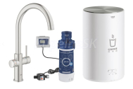 Grohe Red - Drezová batéria Duo s ohrevom vody a filtráciou, zásobník M, supersteel 30083D
