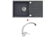 Alveus SET kuchynský granitový drez GALAPAGOS so sifónom 77x43 Black +batéria DAJANA chróm