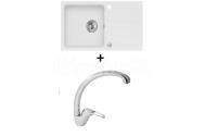 Alveus SET kuchynský granitový drez GALAPAGOS so sifónom 77x43 White +batéria DAJANA chróm