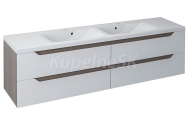 Sapho WAVE dvojumývadlová skrinka 180x50x48cm, biela/mali wenge (WA180)