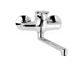 Mereo Drezová nástenná batéria, Sonáta, 100 mm, s ramienkom plochým rovným 210 mm, chróm