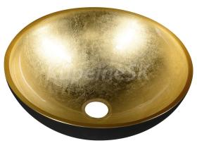 Sapho MURANO BLACK-GOLD sklenené umývadlo 40x14cm, zlata/čierna