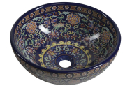 Sapho PRIORI keramické umývadlo, priemer 41 cm, 15 cm, fialová s ornamentami