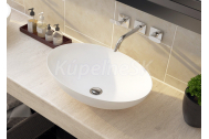 Aquatek QUEEN umývadlo na dosku 49,7x34,7x15cm liaty mramor, oválne, Biela