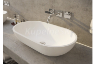 Aquatek RAP umývadlo na dosku 56x32x15,6cm liaty mramor, oválne, Biela