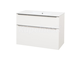 Mereo Mailo, kúpeľňová skrinka s keramickým umývadlom 101 cm, biela, chróm madlo
