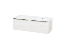 Mereo Mailo, kúpeľňová skrinka s keramickým umývadlom 121 cm, biela, chróm madlo