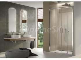 Ronal TOP LINE S 2-dielne posuvné dvere s 2 pevnými stenami 140x200, aluchrom Číre