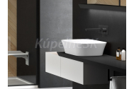 Besco ASSOS Black&White Umývadlo na dosku 520x410x170mm, liaty mramor, Čierna/Biela