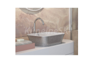 Besco ASSOS GLAM Umývadlo na dosku 520x410x170mm, liaty mramor, Strieborná