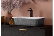 Besco ASSOS S-LINE GLAM Umývadlo na dosku 520x410x170mm, liaty mramor, Grafitová
