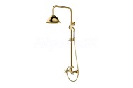 Besco RETRO Sprchový set nástenný s hlavovou, ručnou sprch. hadica a držiak, Zlatá