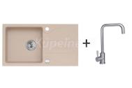 Alveus SET kuchynský granitový drez GALAPAGOS so sifónom 77x43 Beige + batéria DITA Chróm