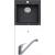 Alveus SET CARINA 20 kuchynský granit. drez so sifón. 75x42 Black + batéria RIVIERA- Chróm