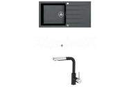 Alveus CADIT 50 SET kuchynský granit. drez so sifón. 100X50 a batéria SIROS Black