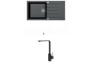 Alveus CADIT 50 SET kuchynský granit. drez so sifón. 100X50 a batéria AFRA Black