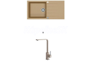 Alveus CADIT 50 SET kuchynský granit. drez so sifón. 100X50 a batéria AFRA Beige