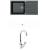 Alveus CADIT 50 SET kuchynský granit. drez so sifón. 100X50 Black + batéria TINA Chróm