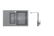 Alveus CADIT 70 SET kuchynský granit. dvojdrez so sifón. 79x50 a batéria AFRA Beton SETA22