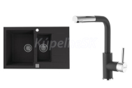 Alveus CADIT 70 SET kuchynský granit. dvojdrez so sifón. 79X50 a batéria SIROS Black